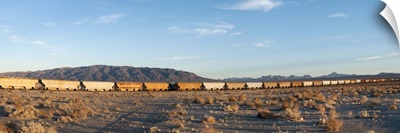 Train moving on railroad track, Trona, San Bernardino County, California