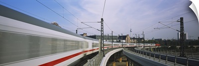 Train on railroad tracks, Central Station, Berlin, Germany