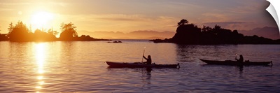 Two people kayaking in the sea, Pacific Rim National Park Reserve, Canada