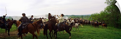 Union vs. Confederacy Pea Ridge Civil War Battle Reenactment, Ozark Mountains, Arkansas,