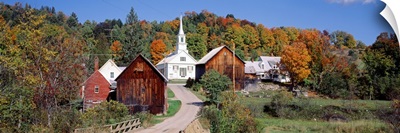 Vermont, Waits River, Village in autumn