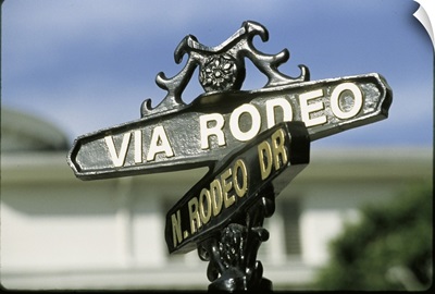 Via Rodeo and "N. Rodeo Dr." Street Signs Los Angeles CA