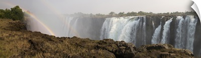 Victoria Falls with rainbow in the mist, Zambezi River, Zimbabwe