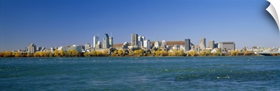 View of Montreal Skyline and the Saint Lawrence River with Mount Royal in the background, Montreal, Quebec, Canada