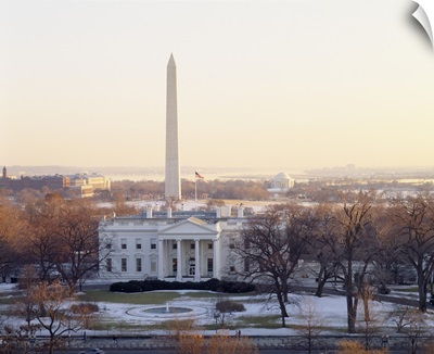 View of the White House and Washington Monument at sunset, Washington DC