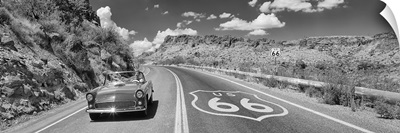 Vintage car moving on the road, Route 66, Arizona
