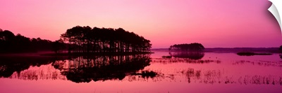 Virginia, Chincoteague National Wildlife Refuge, Panoramic view of the national forest during sunset