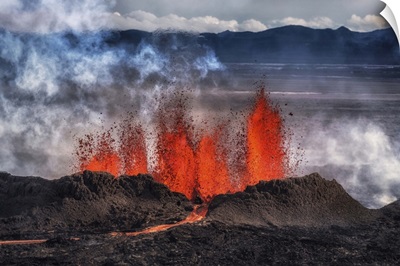 Volcano Eruption at the Holuhraun Fissure near Bardarbunga Volcano, Iceland