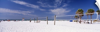 Volleyball nets on the beach, Siesta Beach, Siesta Key, Florida