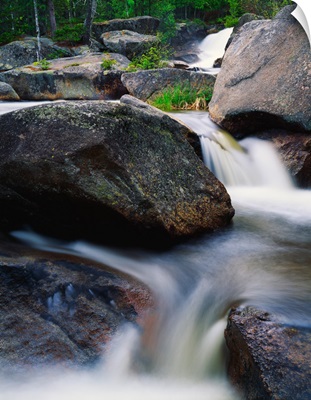 Water cascading over rocks, Nesowadnehunk Stream, Baxter State Park, Maine