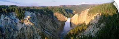 Water flowing from a waterfall, Lower Falls, Yellowstone National Park, Wyoming