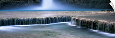 Waterfall in a forest Mooney Falls Havasu Canyon Havasupai Indian Reservation Grand Canyon National Park Arizona