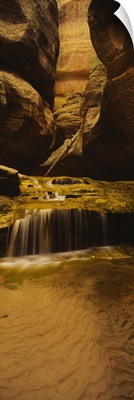 Waterfall in canyons, North Creek, Great West Canyon, Zion National Park, Utah