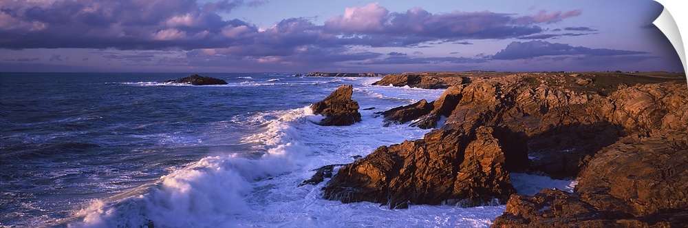 Waves breaking on rocks, Baie De Quiberon, Quiberon, Morbihan, Brittany, France