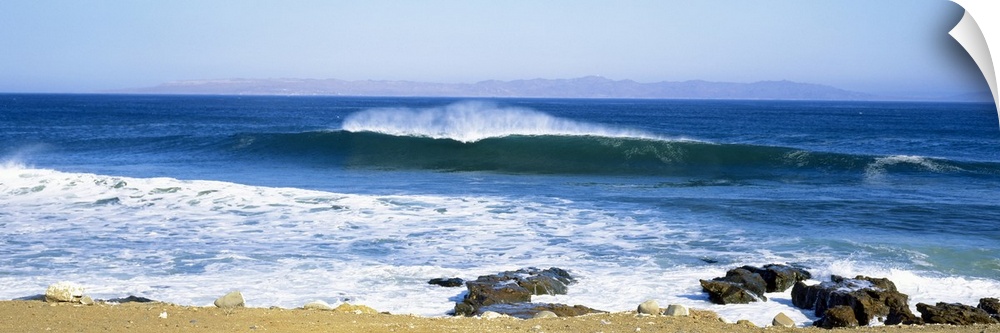 Waves breaking on the beach, Isla Natividad, Baja California, Mexico