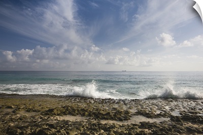 Waves breaking on the beach, North East Point, Mahe Island, Seychelles
