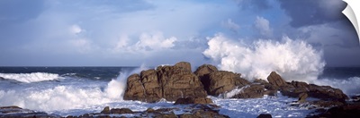 Waves breaking on the coast, Saint Guenole, Finistere, Brittany, France