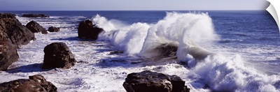 Waves breaking on the coast, Santa Cruz, Santa Cruz County, California,