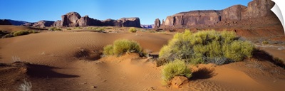 Wide angle view of Monument Valley Tribal Park, Utah