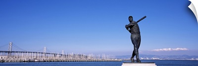 Willie McCovey statue with bridge in the background ATT Park Bay Bridge San Francisco California