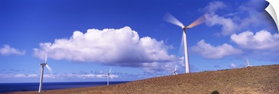 Windmills at the coast, North Kohala, Hawaii