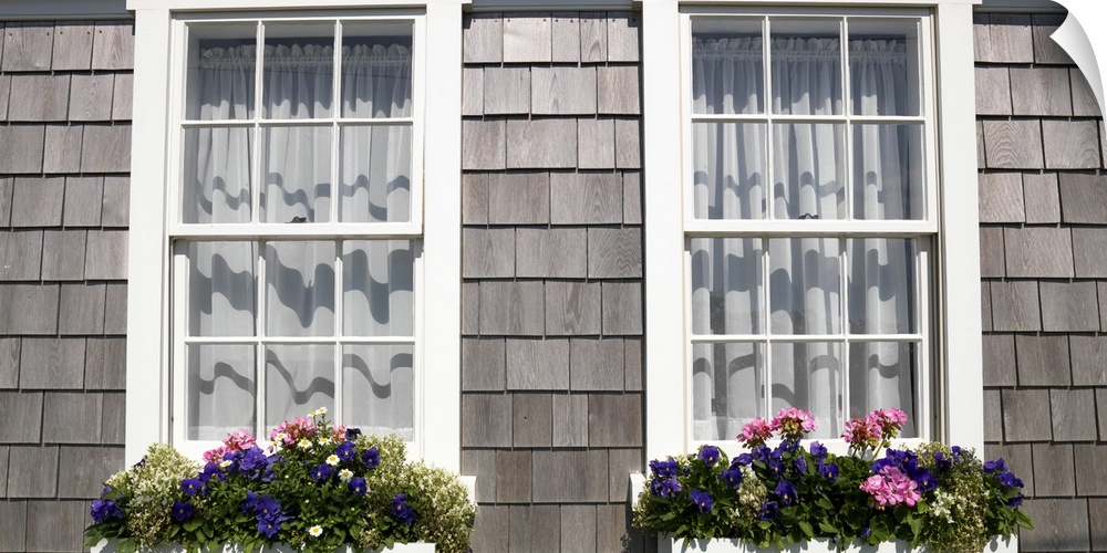 Window boxes on the windows of a house, Siasconset, Nantucket, Massachusetts