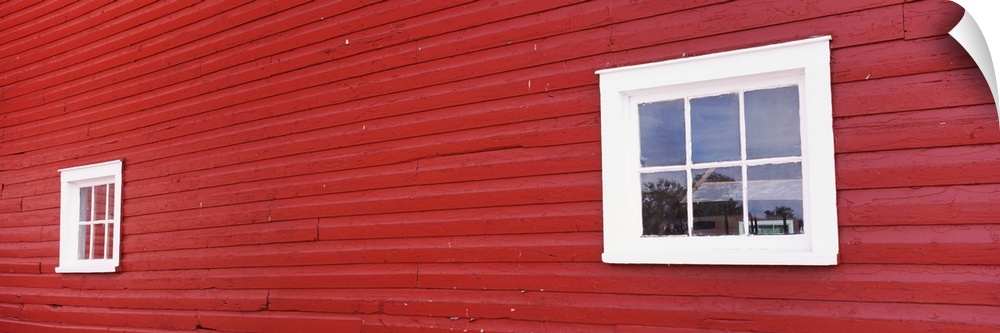 Windows in a red building, Knox Farm State Park, East Aurora, New York State