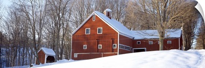 Winter Red Barn Peacham VT