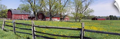 Wooden fence in a farm, Knox Farm State Park, East Aurora, New York State