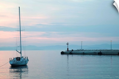 Yacht in the sea, Supetar, Brac Island, Dalmatia, Croatia