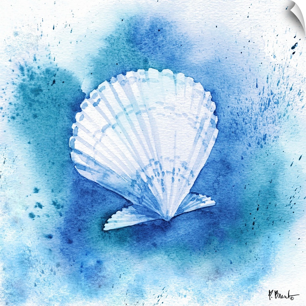 Watercolor seashell.