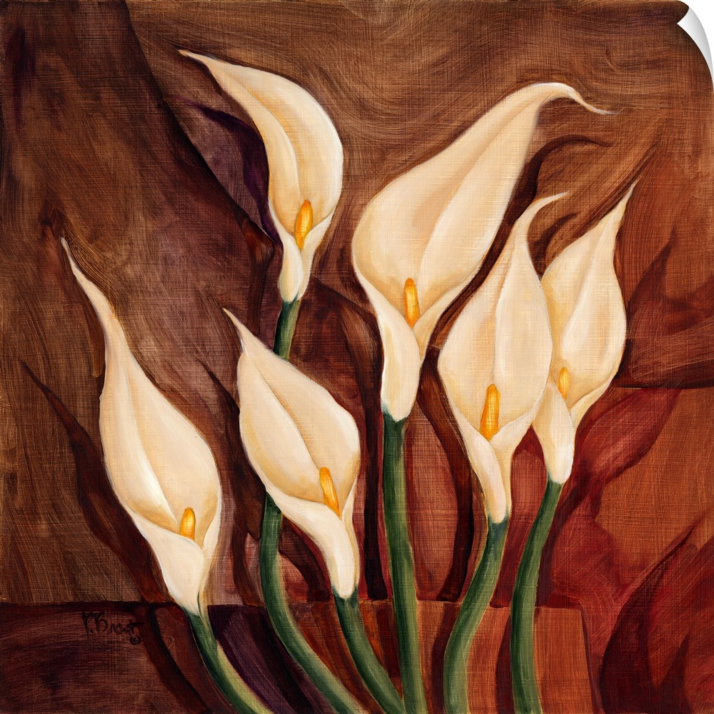 Contemporary painting of calla lilies.