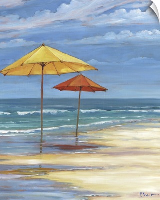 Seascape with Umbrellas - Yellow and Orange
