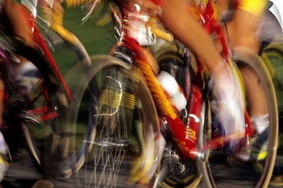 Detail of blurred cycling action