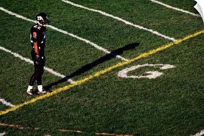 Football player standing at the goal line