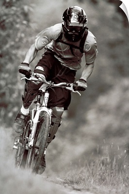 Male mountain biker on the trails