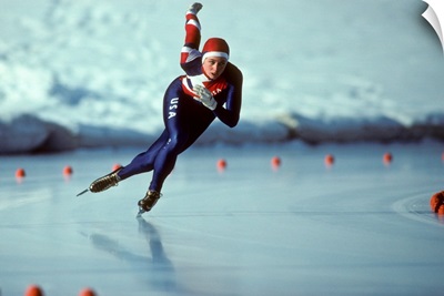 Male speed skater in action