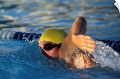 Male swimmer in action