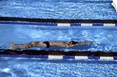 Male swimmer under water