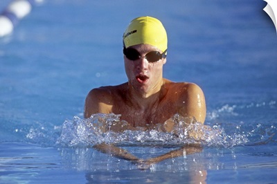 Male swimming the breaststroke