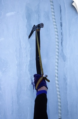 Man ice climbing