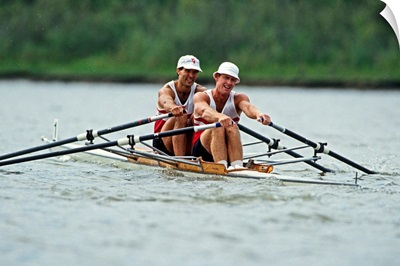 Men's pairs rowing team in action
