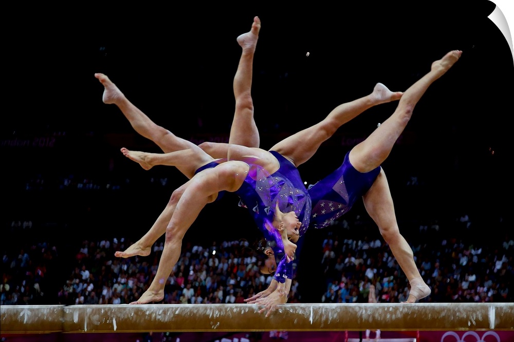 Jordyn Wieber (USA) preforms on the balance bead during the women's team qualifying at the 2012 Olympic Summer Games, Lond...