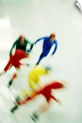 Short track speed skaters in action