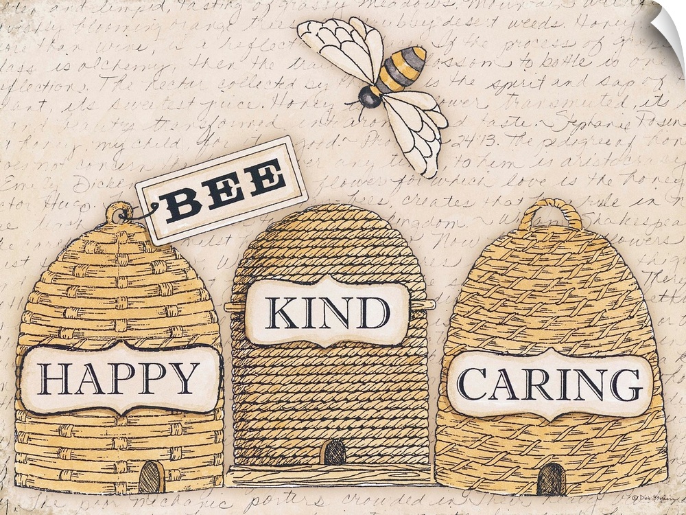 Honey bee themed home decor art.