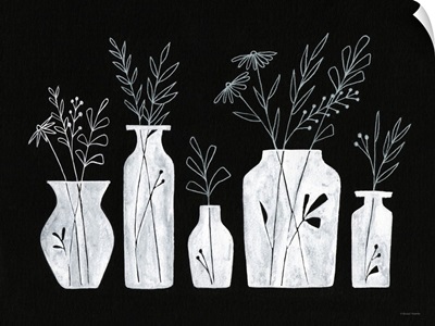White Line Floral Vases