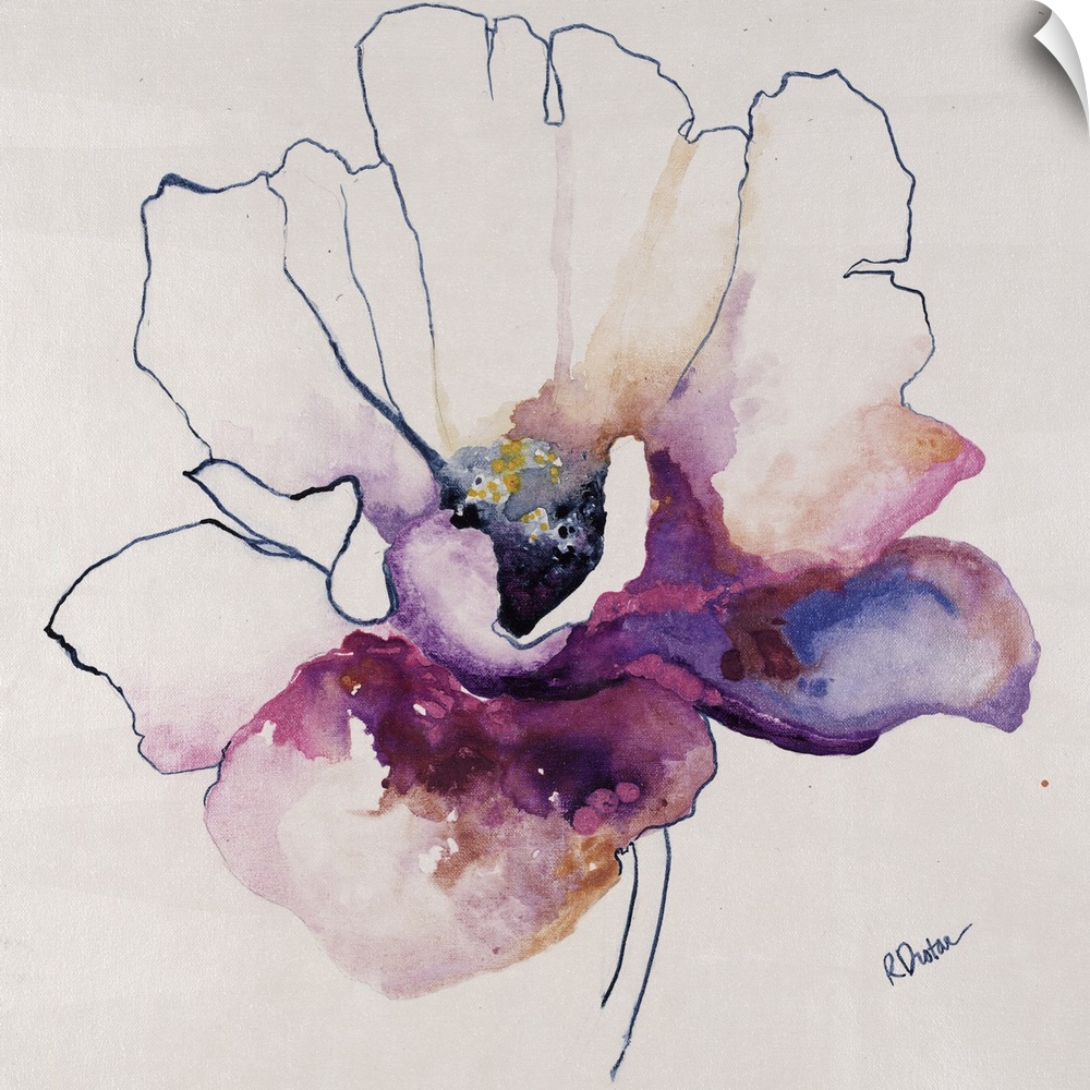 Square artwork of a single flower bloom in watercolor.