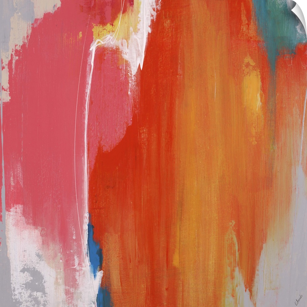 Abstract painting using a spectrum of bright colors looking like cascading water.