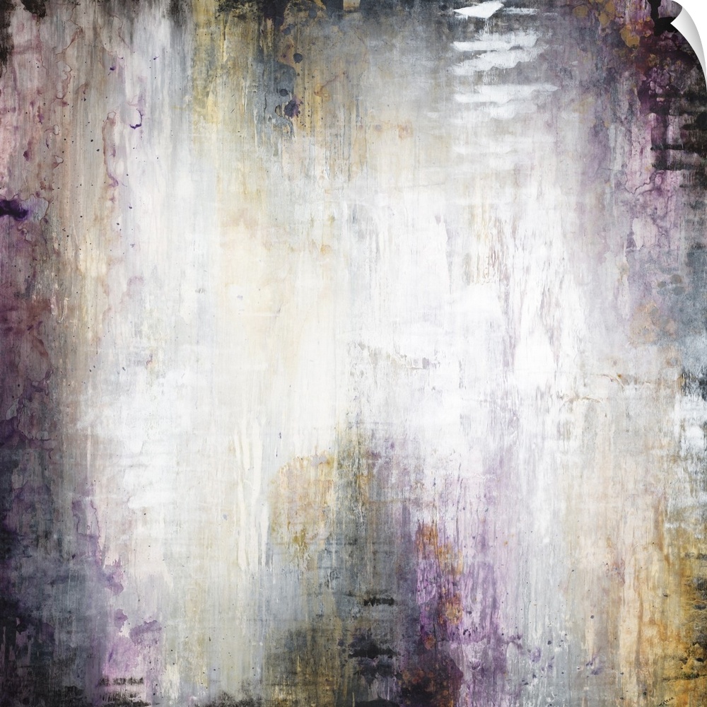 Contemporary abstract artwork with a glowing white center framed by black and purple.
