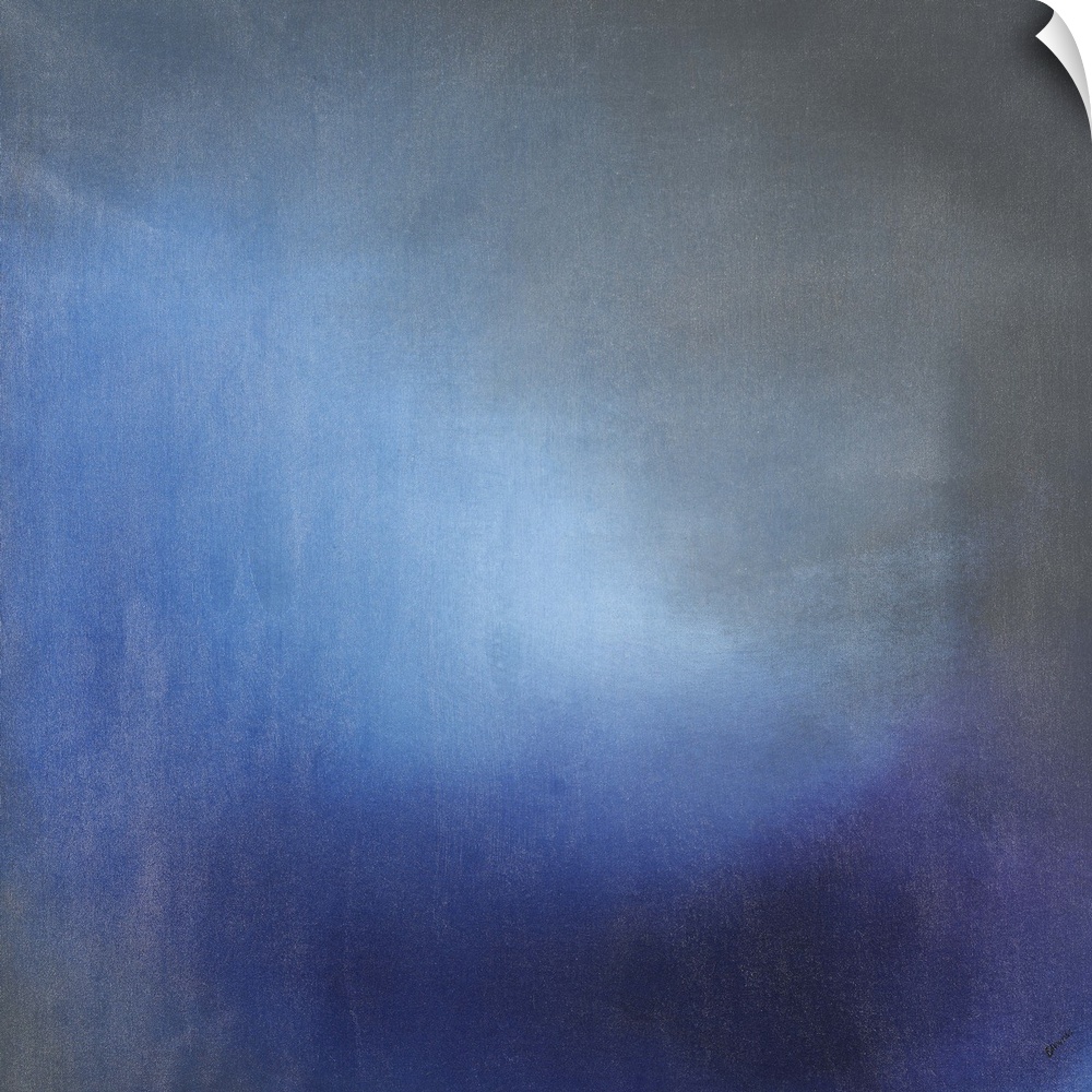 Contemporary abstract painting using tones of blue to create depth.